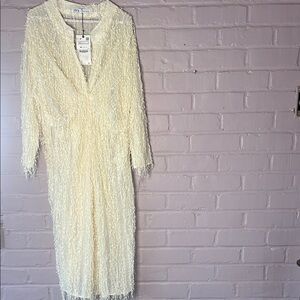 Elegant Cream fringe Dress